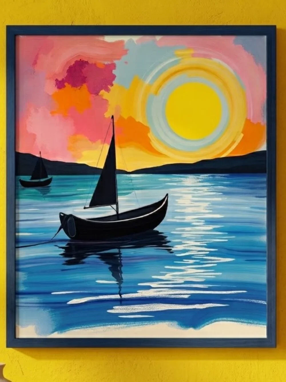Vibrant Sunset Sailboat Art Print 8.5x11 Beach Coastal Home Decor